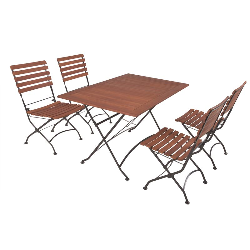 Harms Gartenmöbel-Set WIEN – 5-teilig, klappbar, aus Stahl & FSC®-Eukalyptus