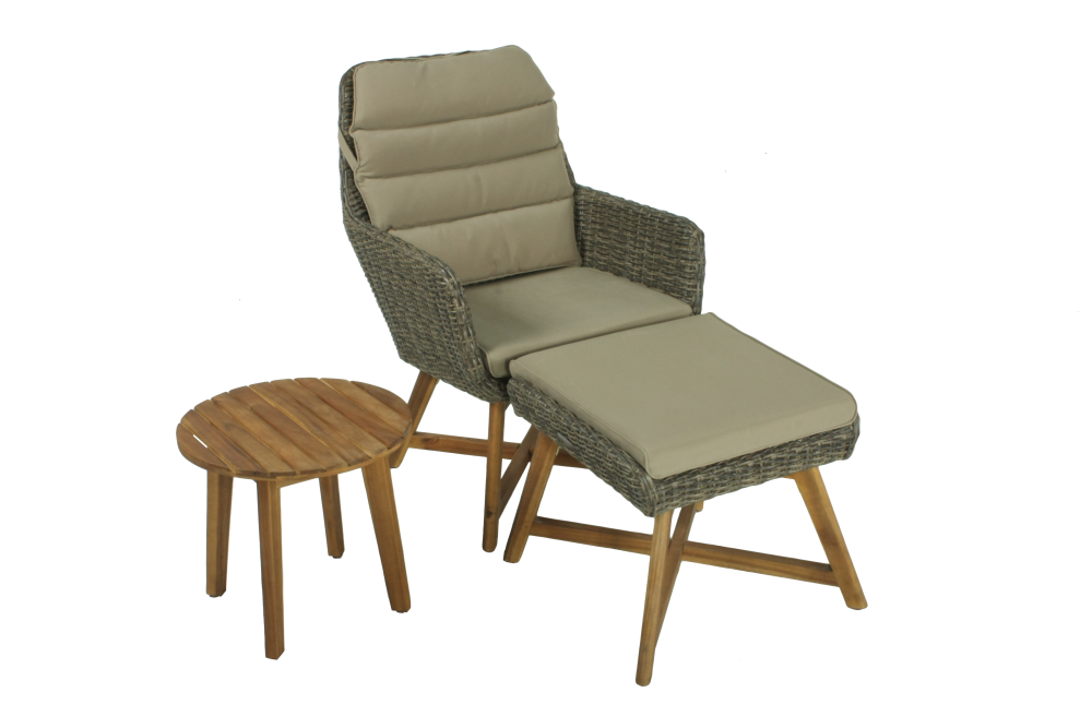 Lounger-Set CALVIA – stilvolle Entspannung in Grau und Braun für Ihren Garten