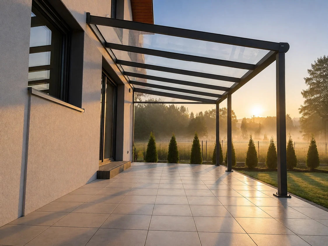 Terrassenüberdachung Polycarbonat, 5,06 m x 3,50 m - ohne Montage