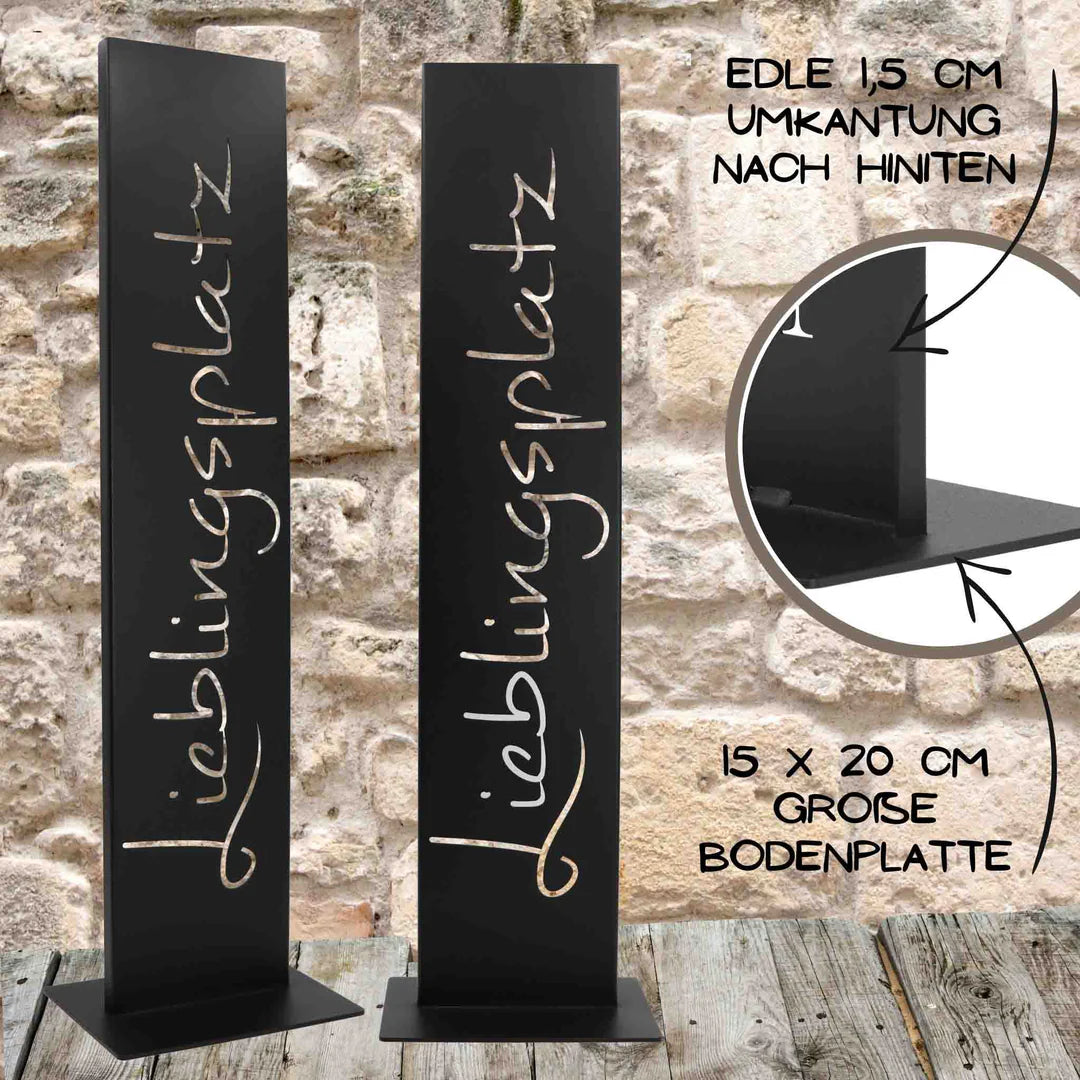 Lieblingsplatz Schild | Metall Deko Spruchtafel schwarz