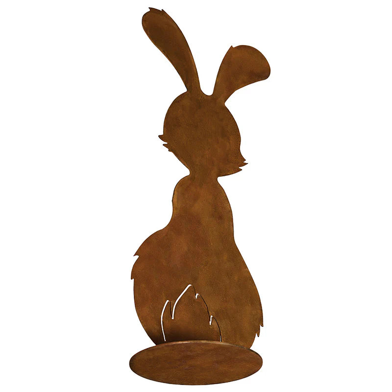 Edelrost Deko Osterhase "Berti" | Osterdeko Hase für Garten und Haus - Metall Hase für draußen und drinnen