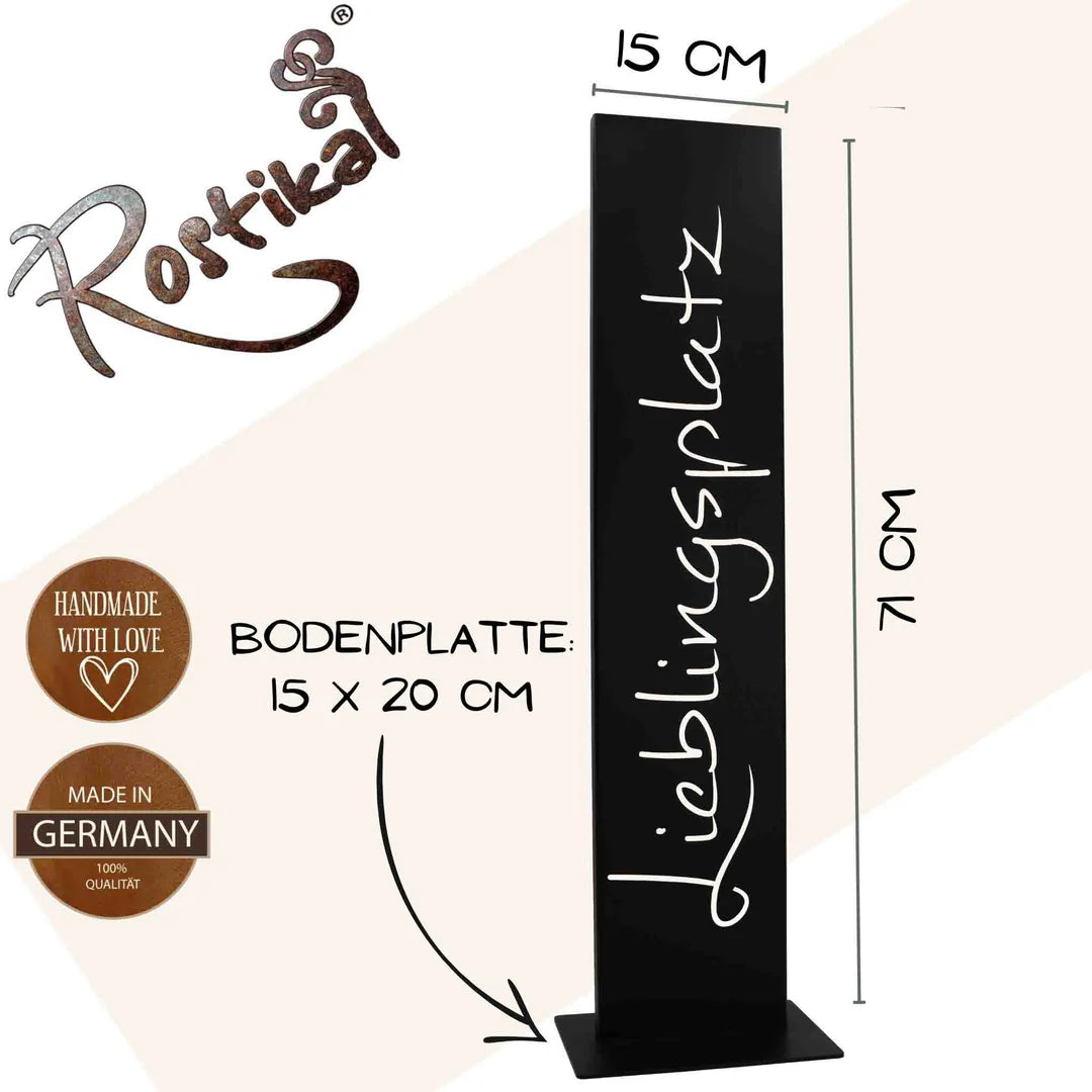 Lieblingsplatz Schild | Metall Deko Spruchtafel schwarz