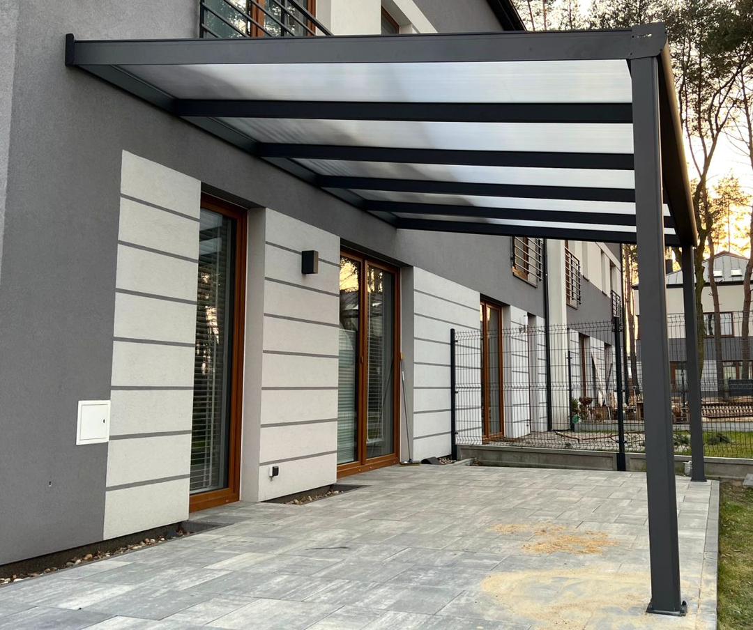 Terrassenüberdachung Polycarbonat, 5,06 m x 3,50 m - ohne Montage