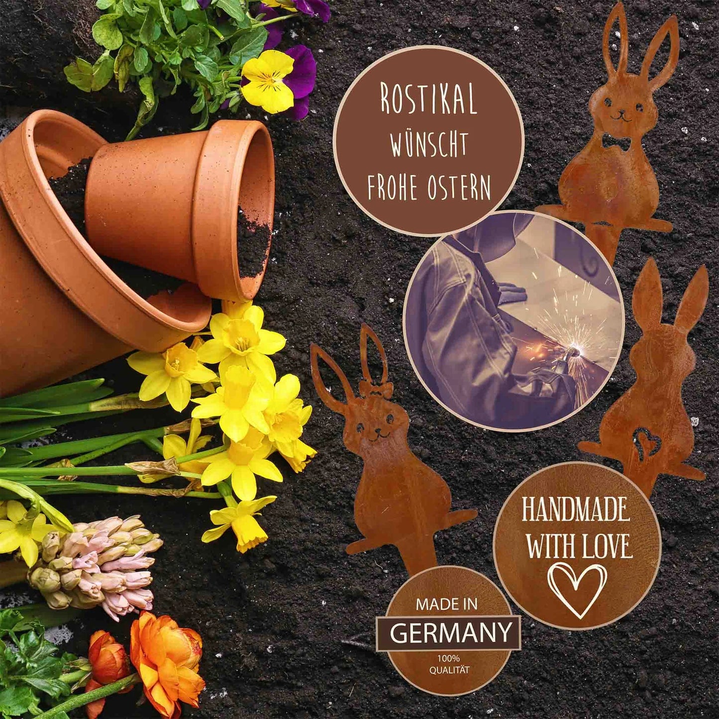 Osterdeko Hasen Gartenstecker – Edelrost Deko für Haus & Garten