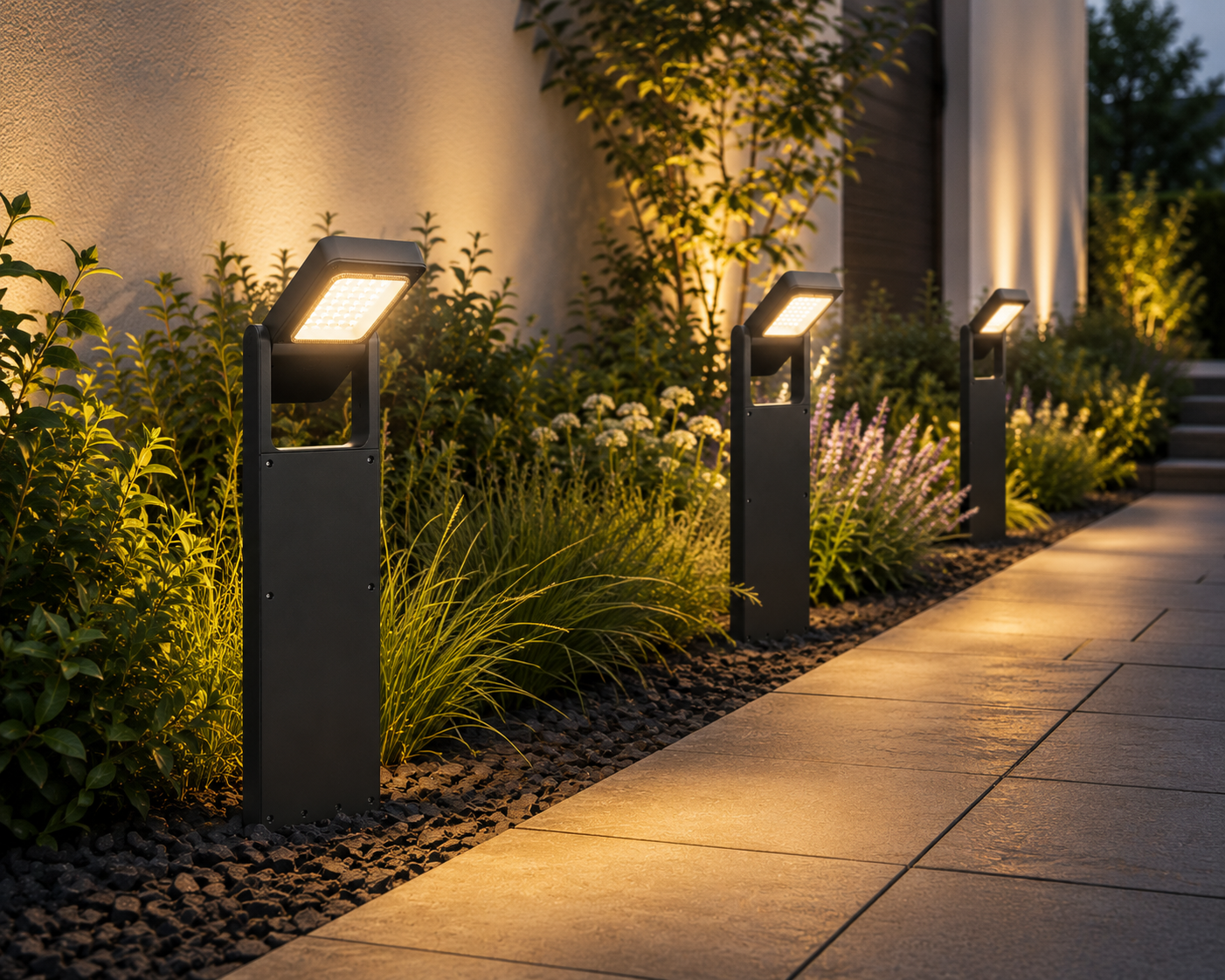 Solar-LED-Gartenleuchte, Wegleuchte, verstellbar, 2er Set