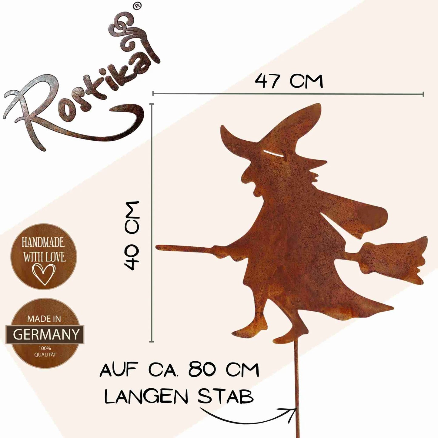 Rostige Metall Deko Hexe - Halloween Dekoration für Garten und Haus