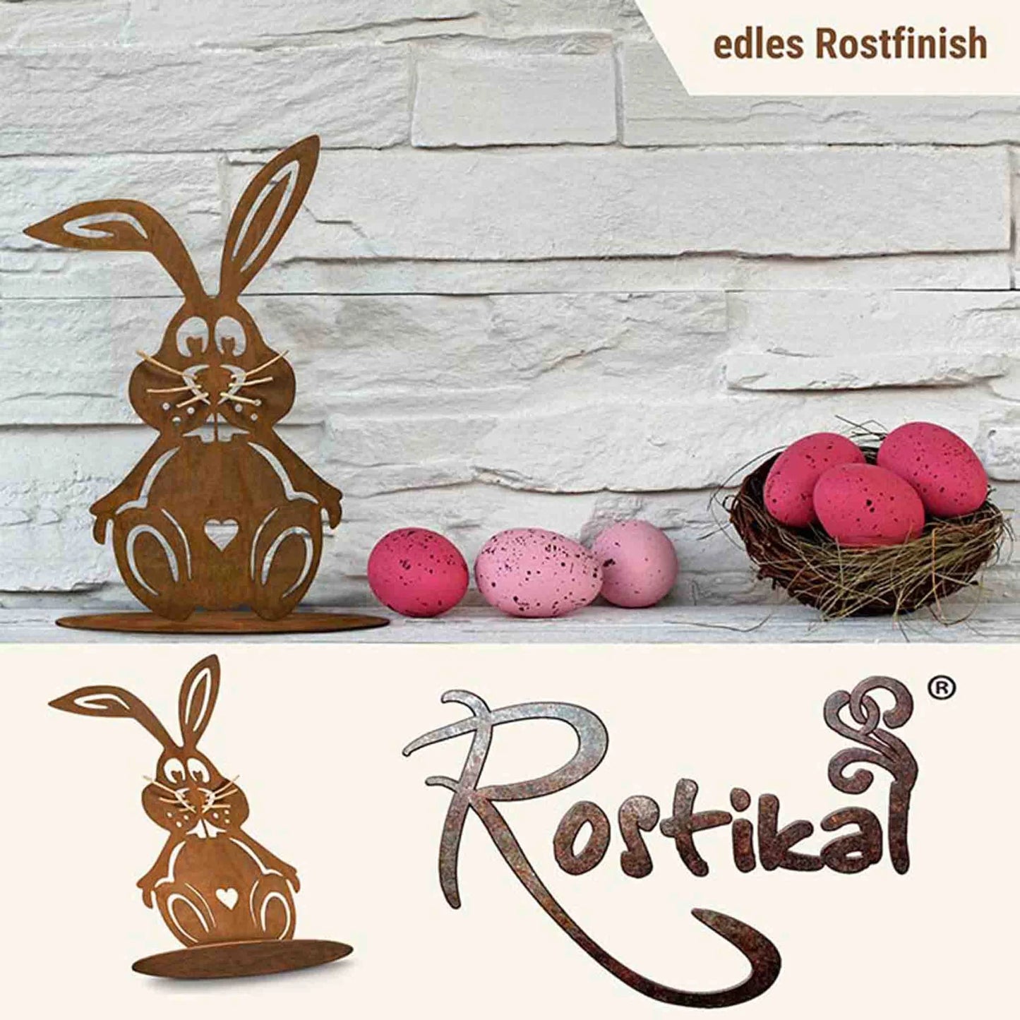 Osterdeko Metall Hase Schnurri | Edelrost Gartendeko für Ostern und Frühling