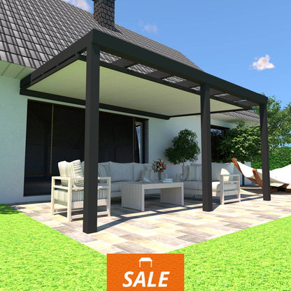 Schweng Terrassenüberdachung S400 mit Unterdachmarkise - 4,24m x 3,09m - inkl. Montage
