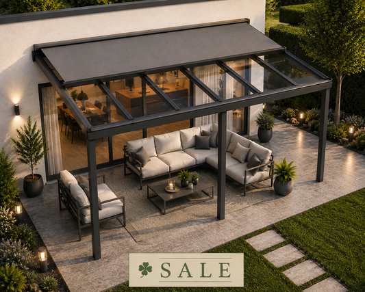 Schweng Terrassenüberdachung S400 mit Aufdachmarkise - 4,81 m x 3,86 m - inkl. Montage