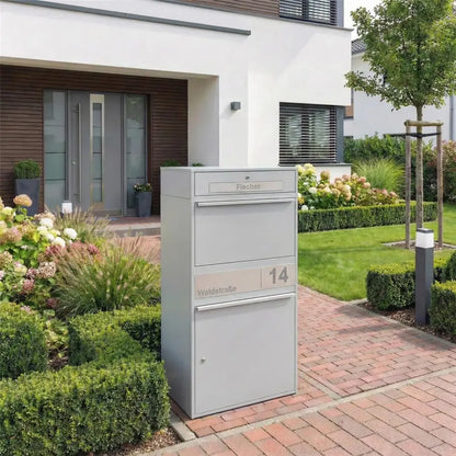 Paketbox XL mit Briefkasten | Paketkasten rostfrei | personalisiert mit Gravur | Bispo Max 2