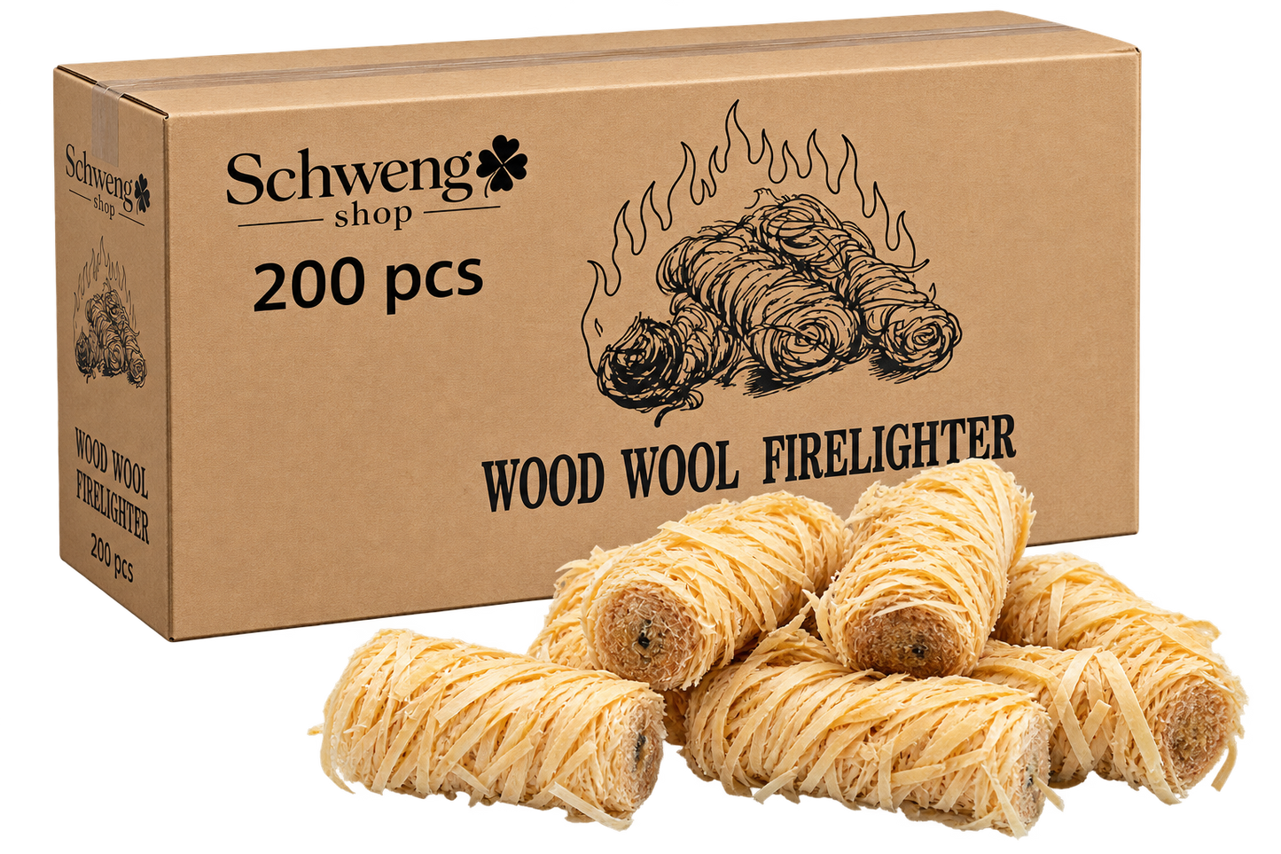 Holzwolle-Anzünder – 200 Stück