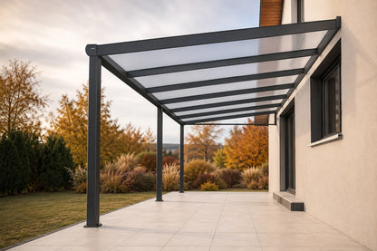 Terrassenüberdachung Polycarbonat, 7,06 m x 3,50 m - ohne Montage