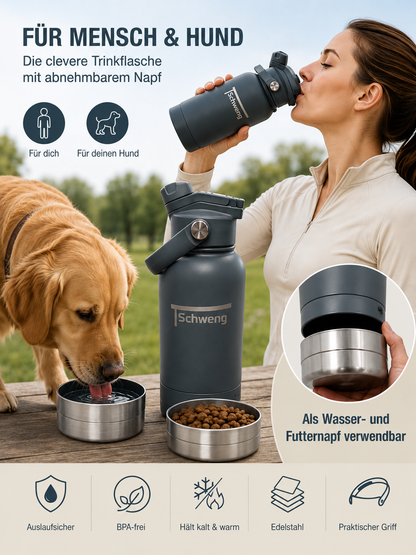 3-in-1 Isolier-Trinkflasche für Mensch & Hund – ca. 950 ml