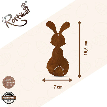 Edelrost Deko Osterhase "Berti" | Osterdeko Hase für Garten und Haus - Metall Hase für draußen und drinnen
