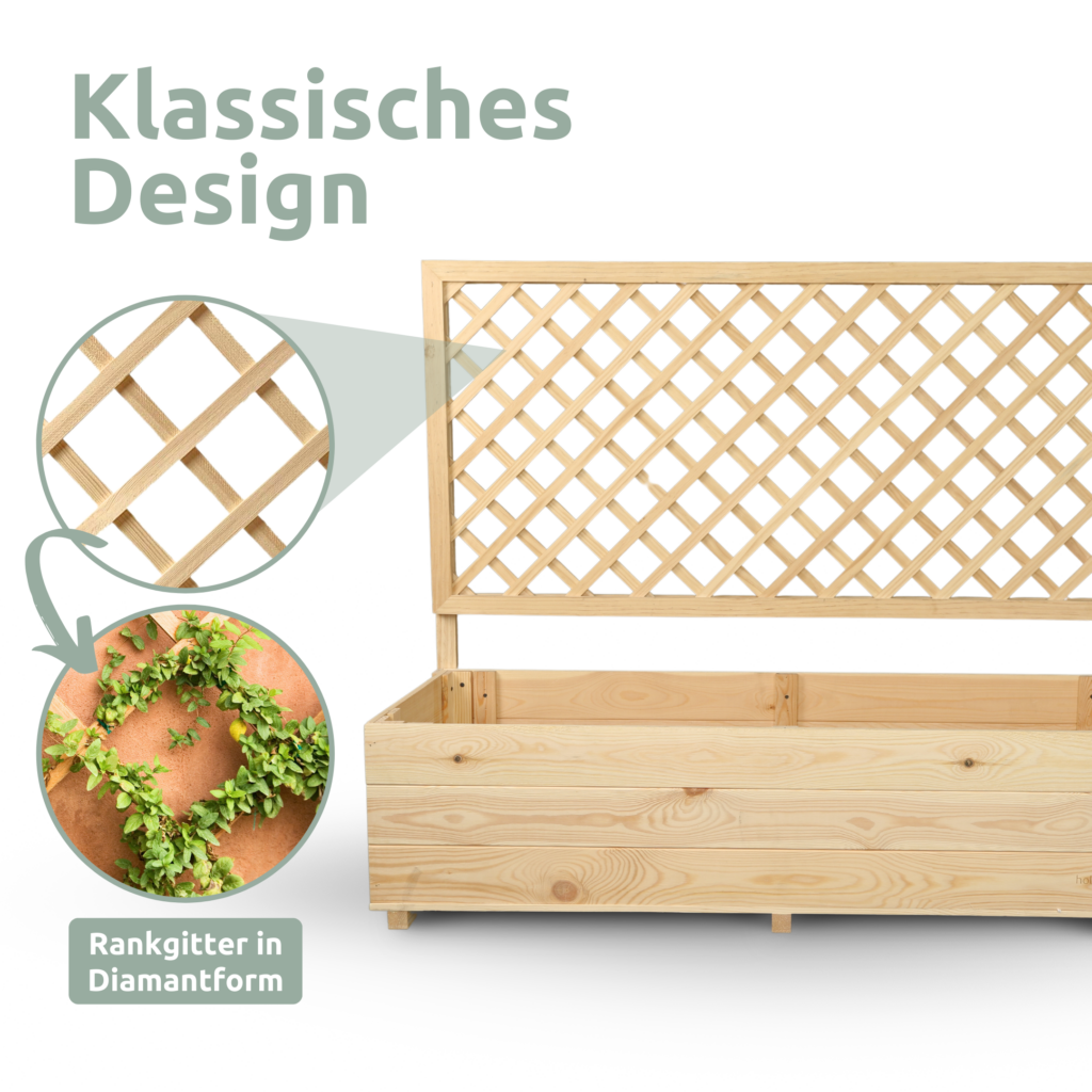 Pflanzkasten mit Rankgitter