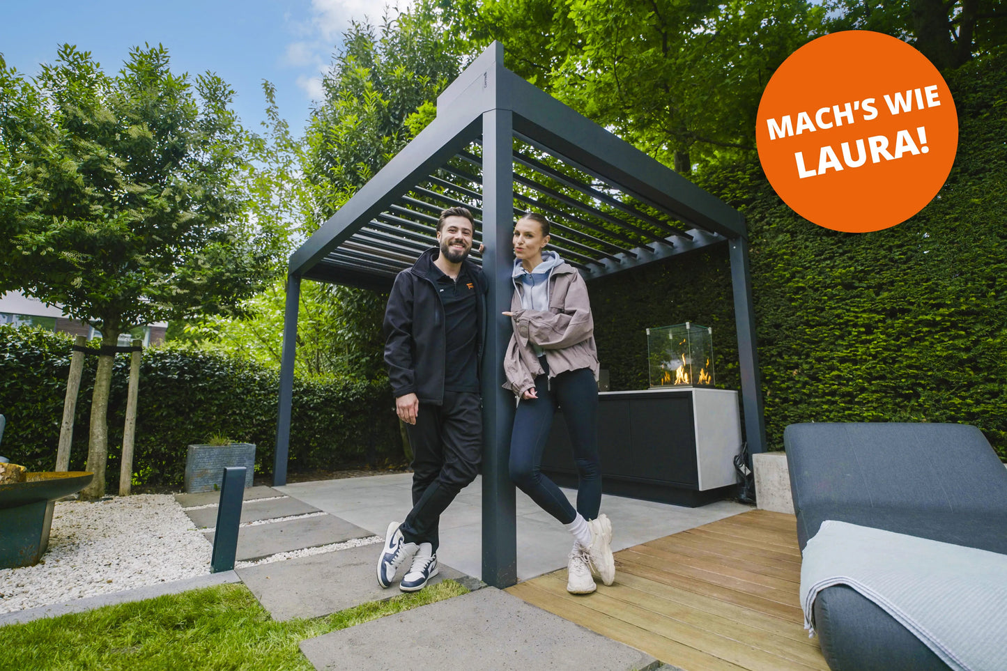 Alba Lamellendach 5 × 3 m – motorisierte Aluminium-Pergola