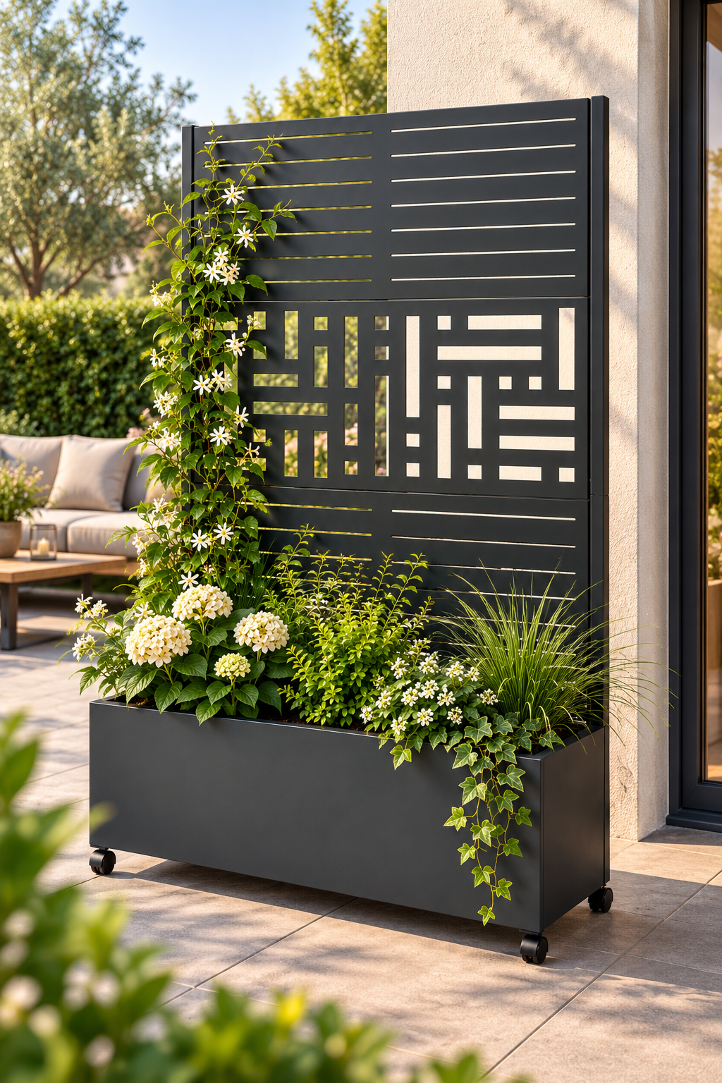 Pflanzkübel mit Rankgitter „Verdea“ – dekorativer Sichtschutz für Garten & Terrasse