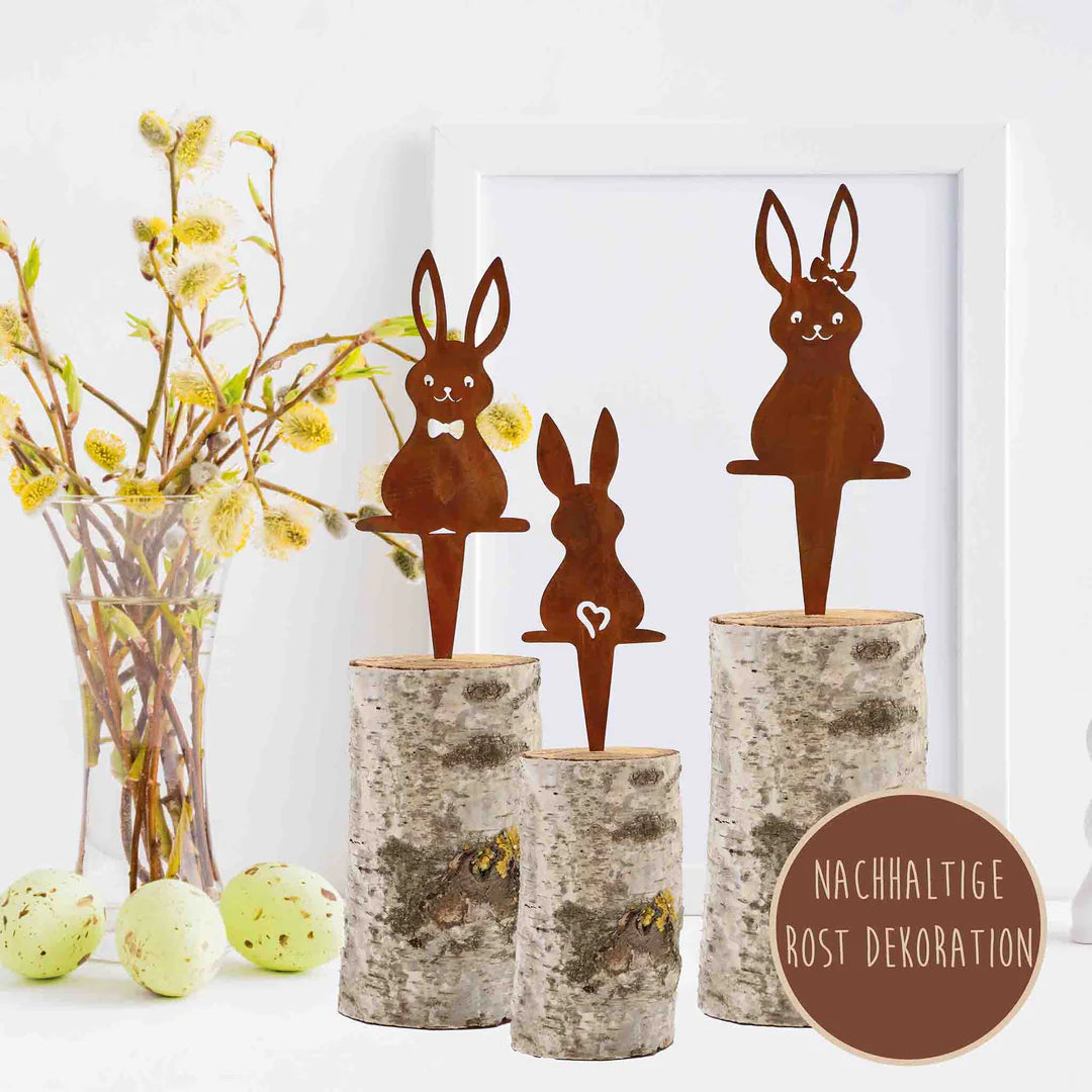 Osterdeko Hasen Gartenstecker – Edelrost Deko für Haus & Garten